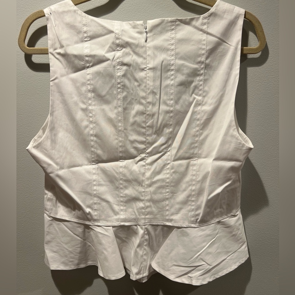 NWT Veronica beard crisp white Nikolette top sz 12 - Picture 9 of 9